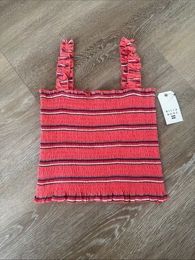 Billabong Coral Striped Smocked Crop Tank